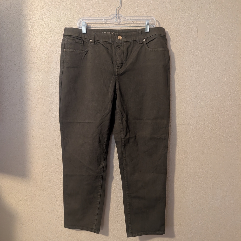 Chicos So Slimming Girlfriend Ankle Dark Olive Straight-Leg Jeans